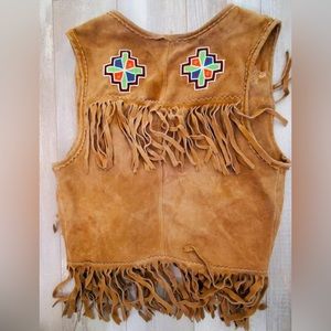 Indigenous beaded buckskin fringe vest - First Nations/ native beadwork